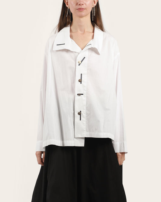Contrast Button Hole Blouse