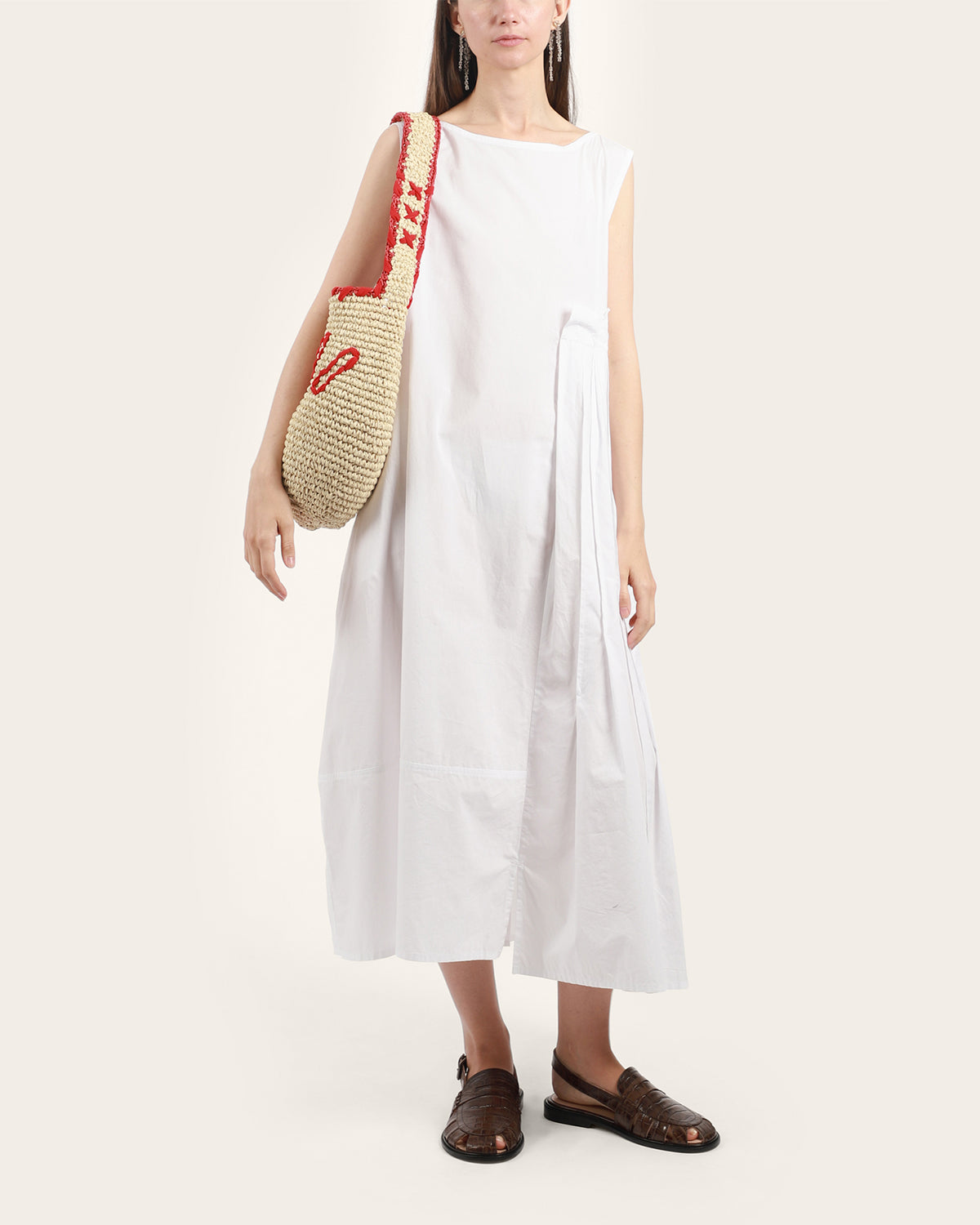 Side Pleat Sleeveless Dress