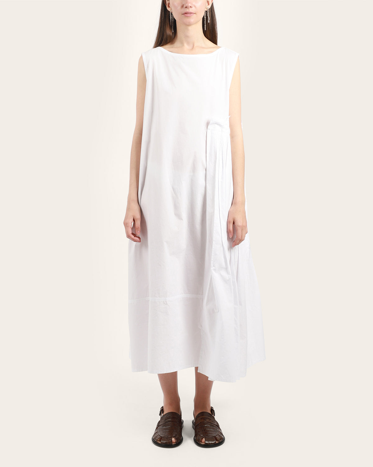 Side Pleat Sleeveless Dress