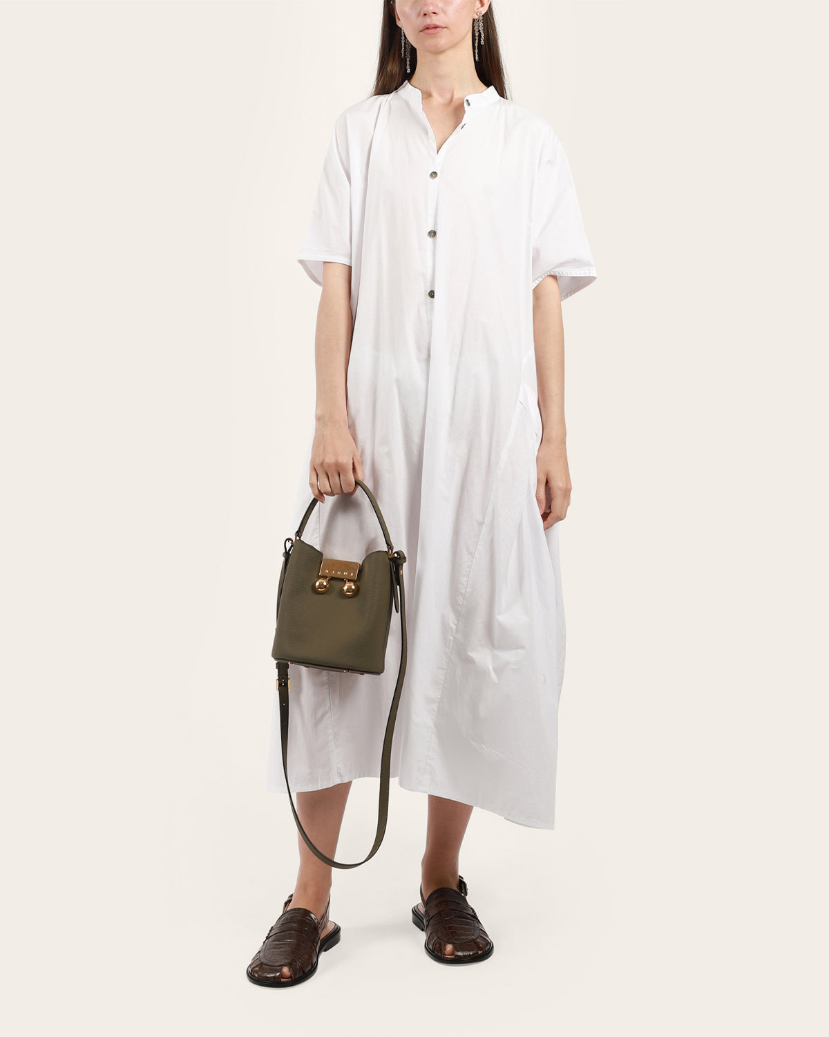 Side Pleat Button-Up Dress