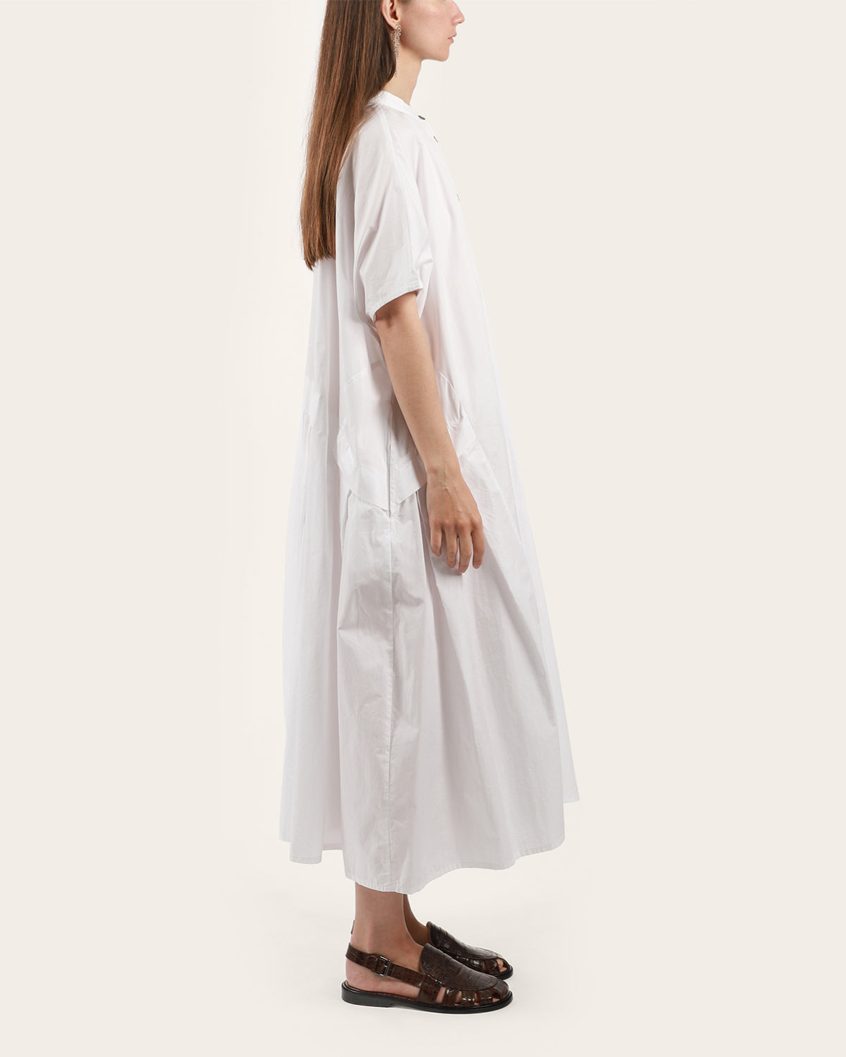 Side Pleat Button-Up Dress