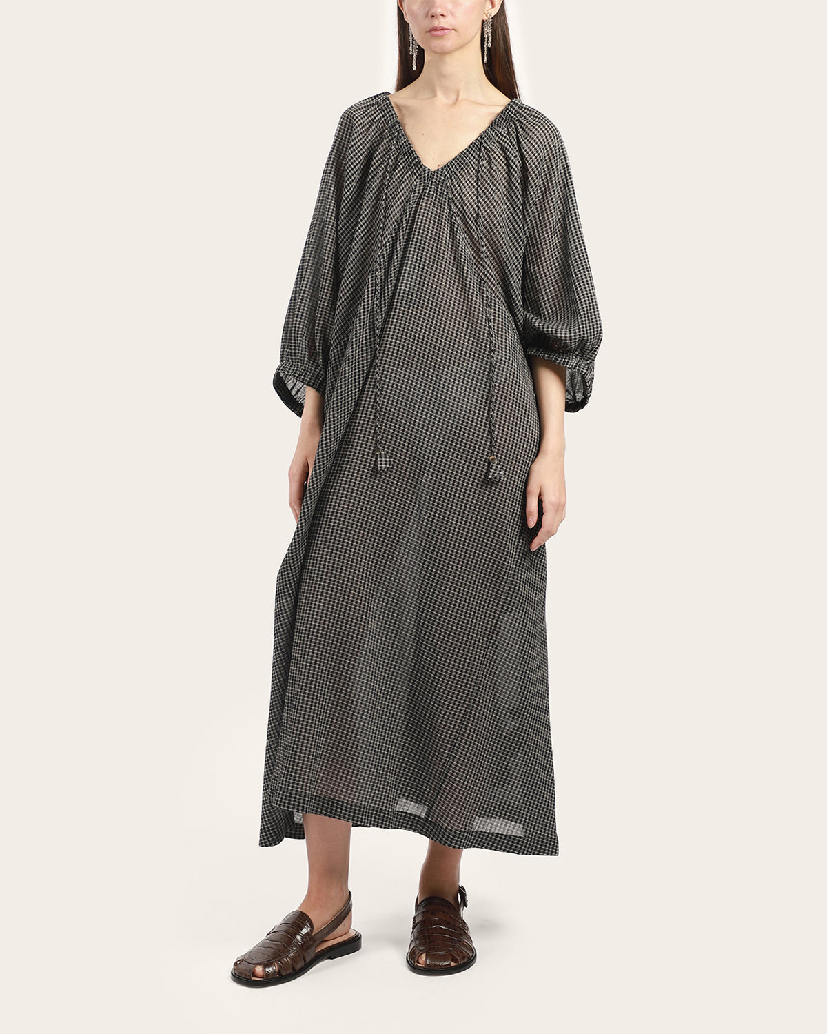 Check V-Neck Dress