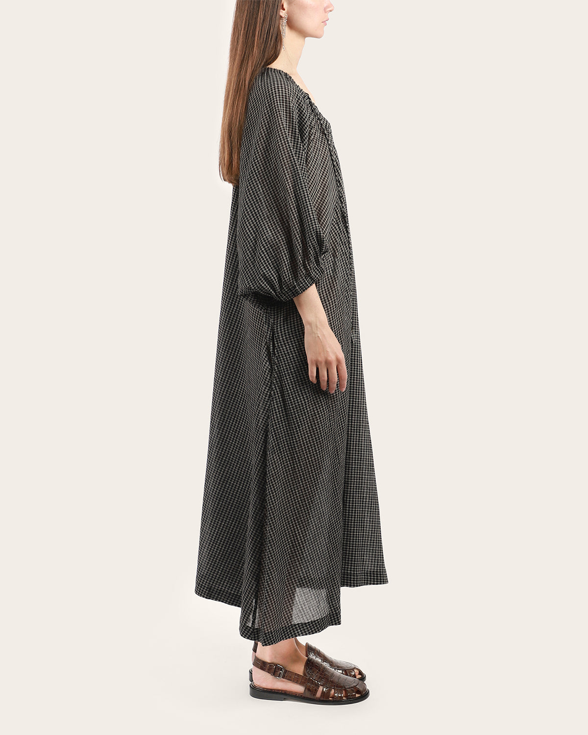 Check V-Neck Dress