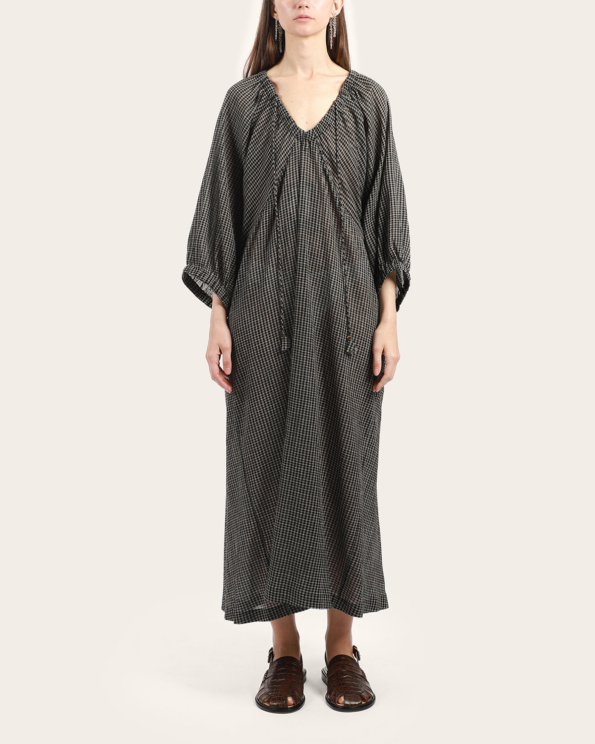 Check V-Neck Dress