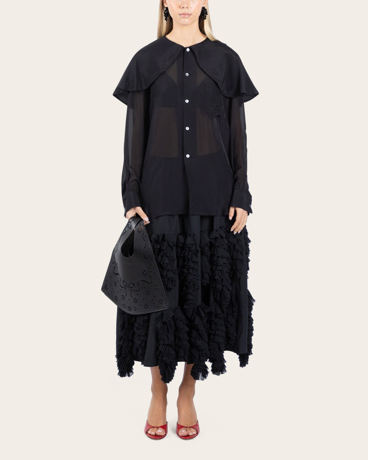 Fluid Oversized Collar Blouse
