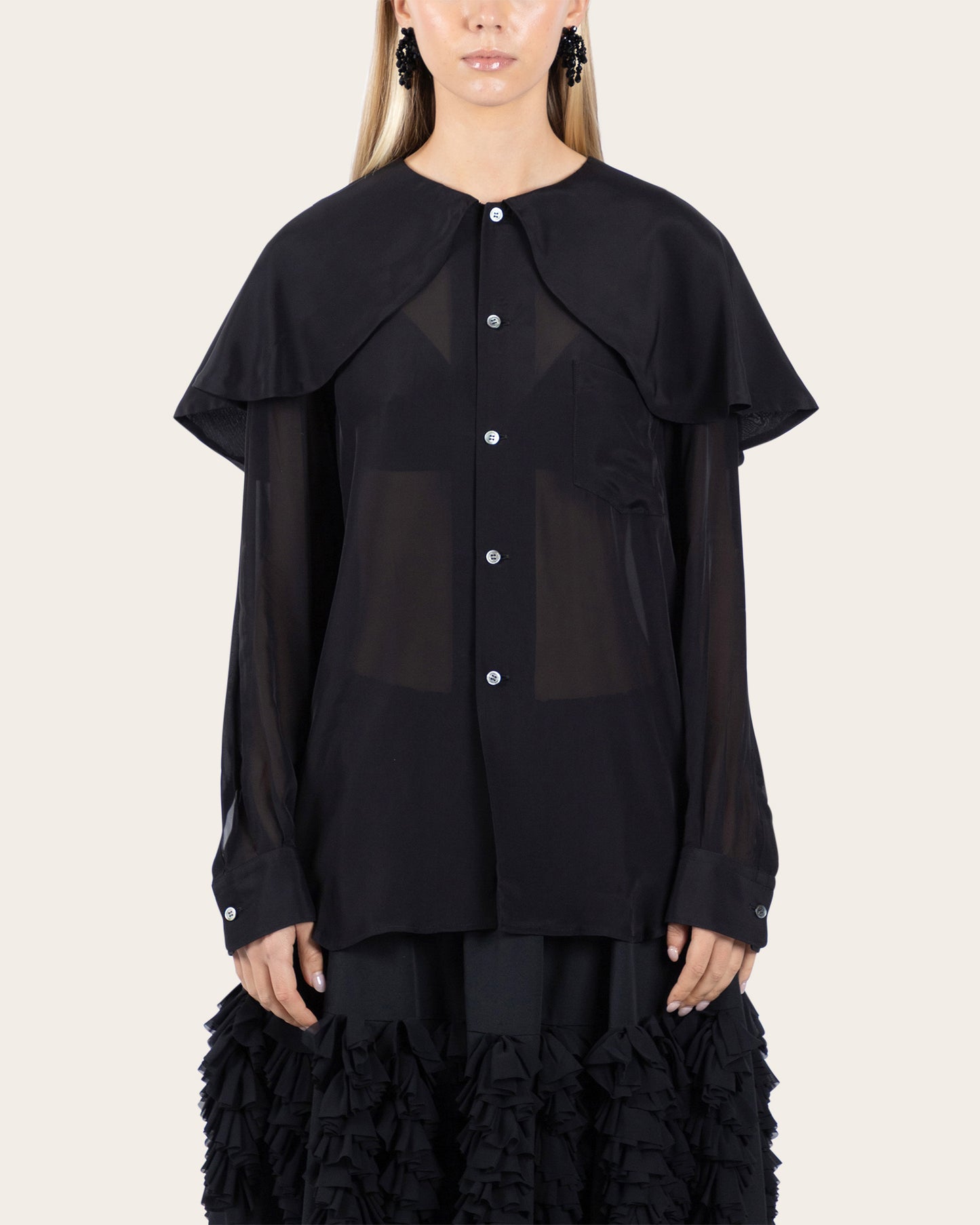 Fluid Oversized Collar Blouse