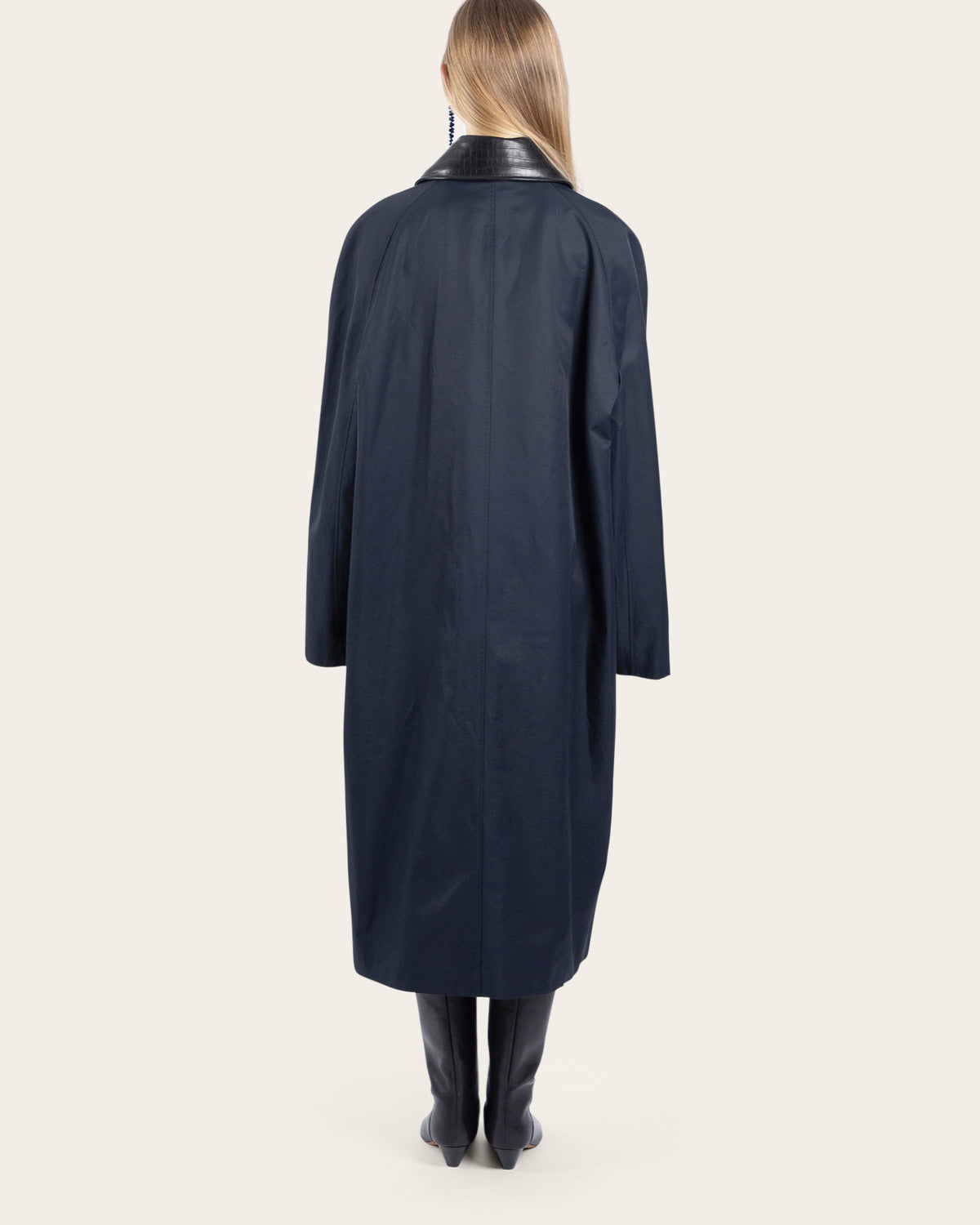 Leather Collar Trench Coat