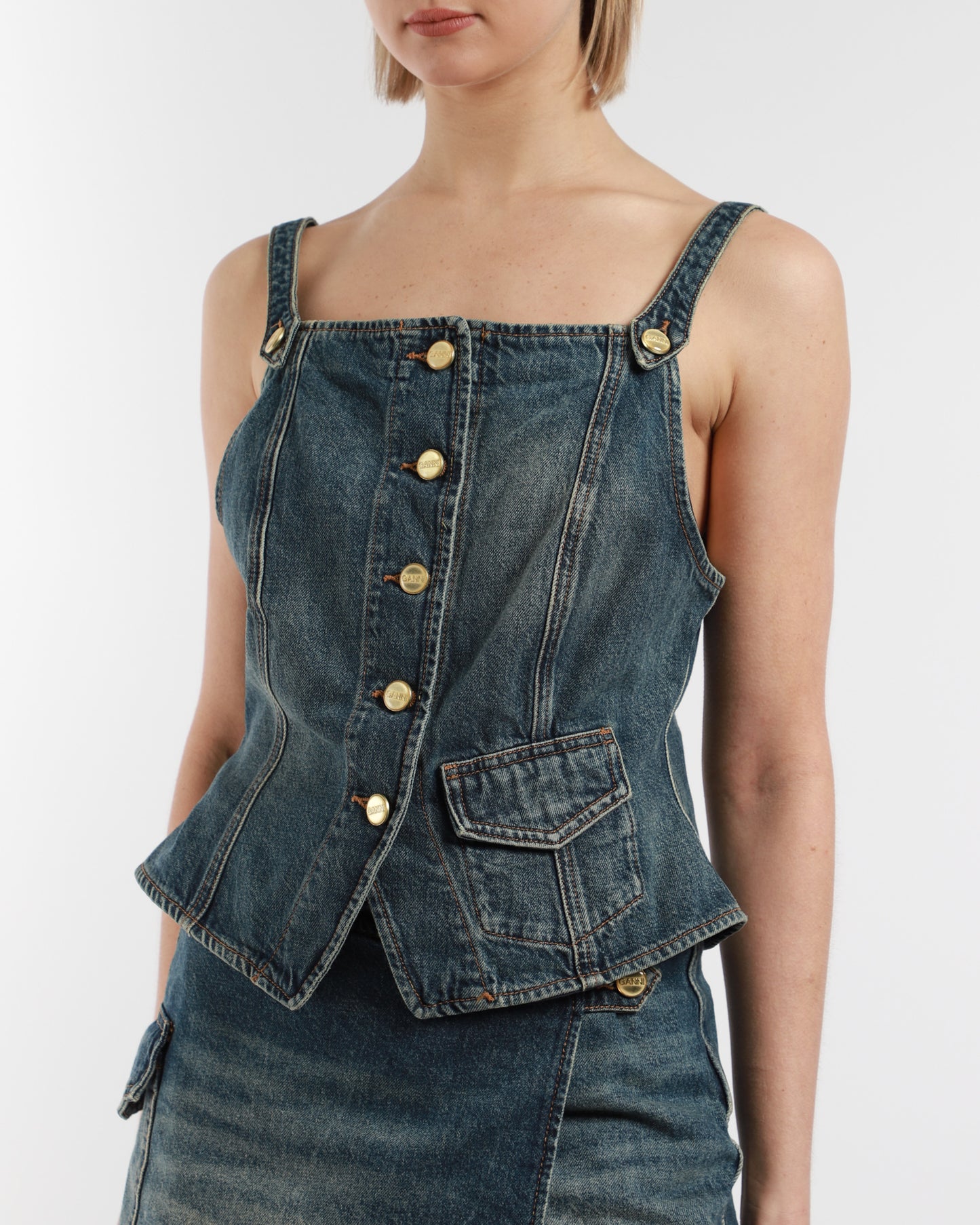 Heavy Washed Denim Top