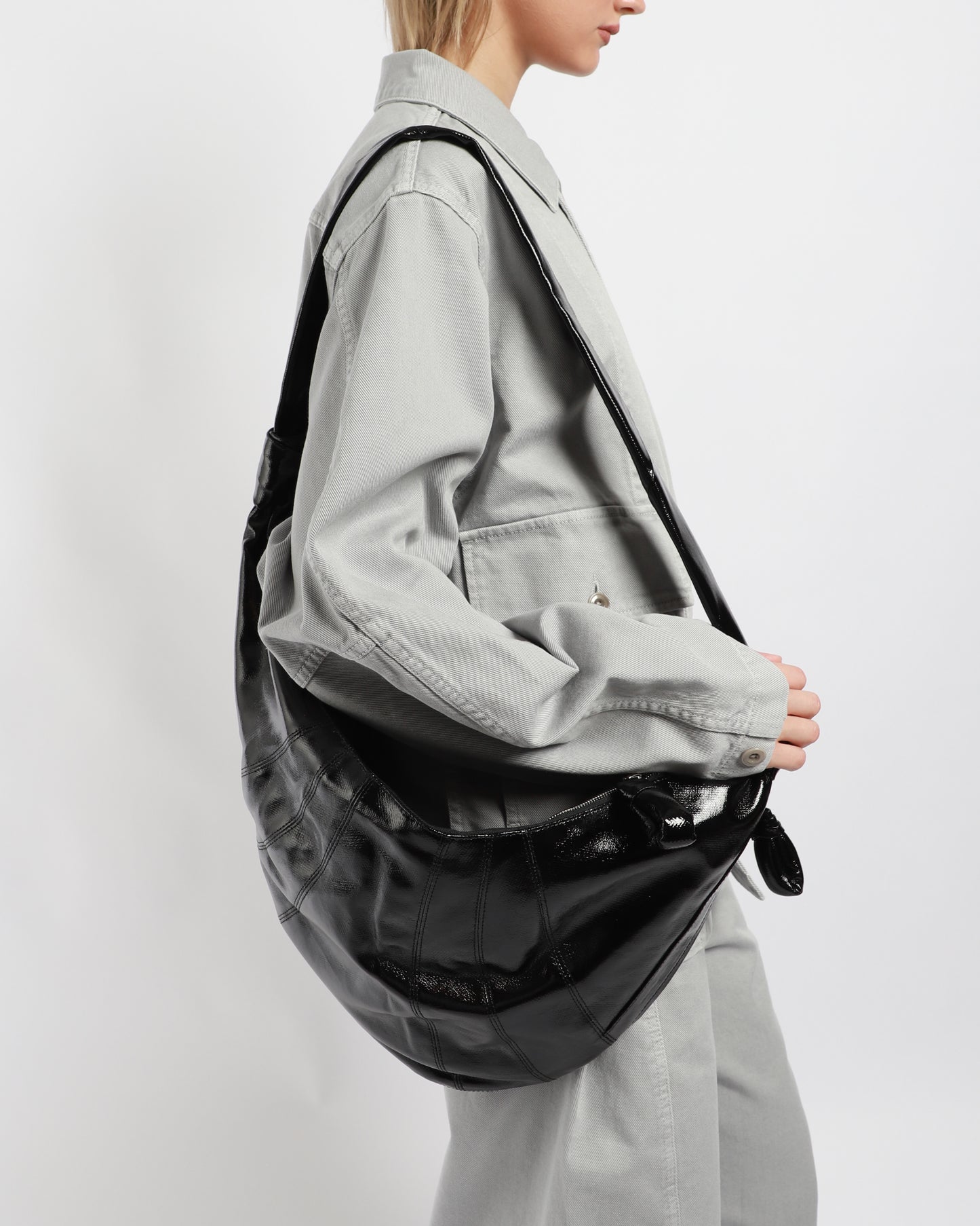 Large Coated Cotton Croissant Bag