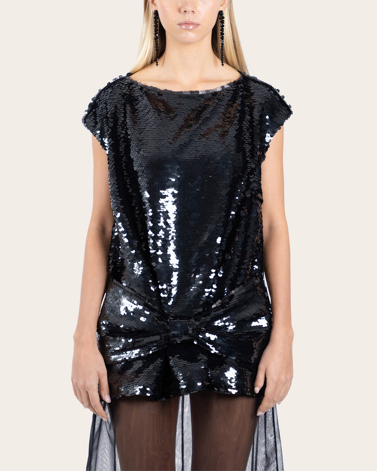 Boxy Peplum Bow Detail Top