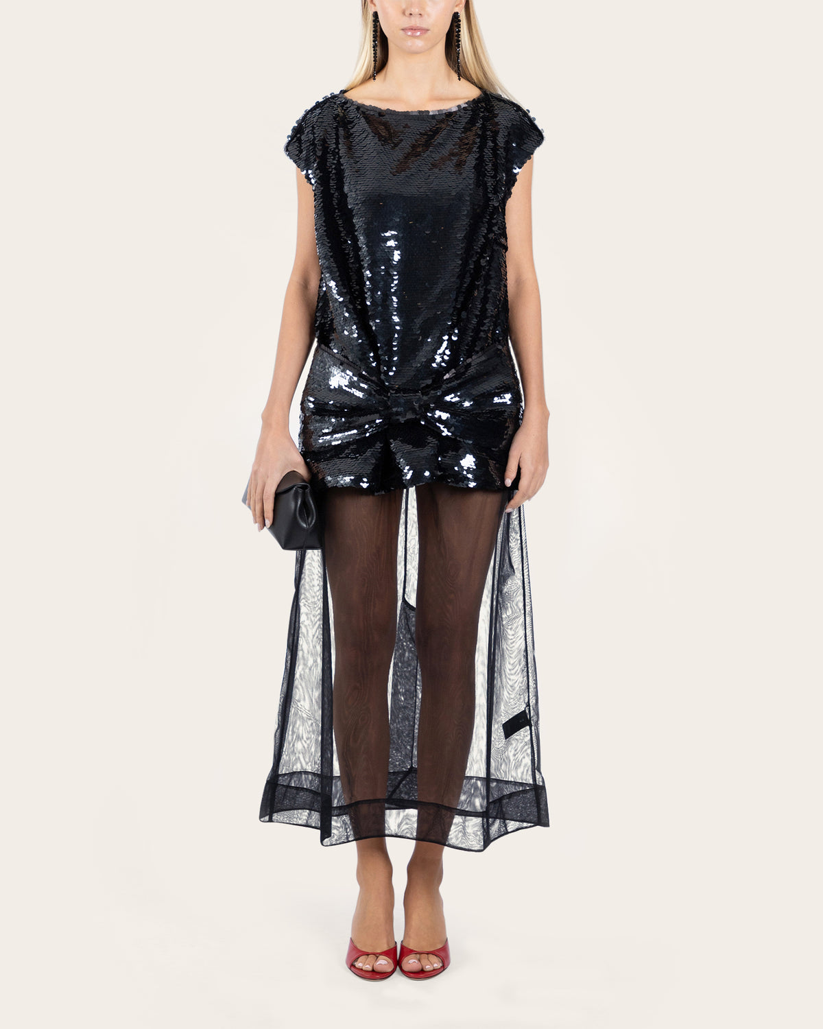 Boxy Peplum Bow Detail Top