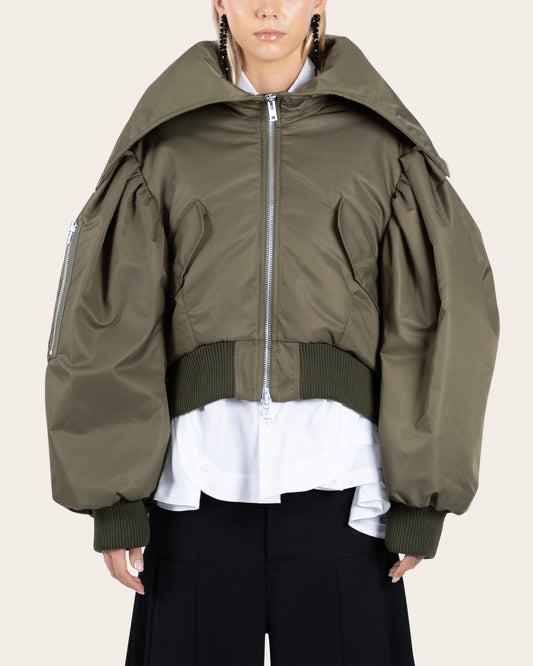 Cropped Split Hood Bomber Jacket