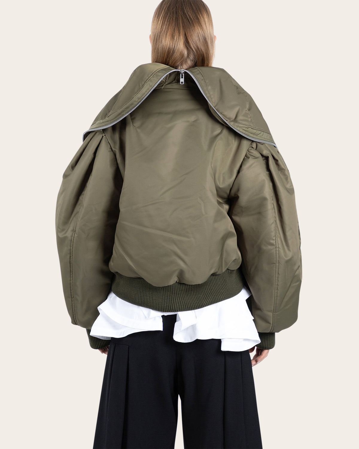 Cropped Split Hood Bomber Jacket