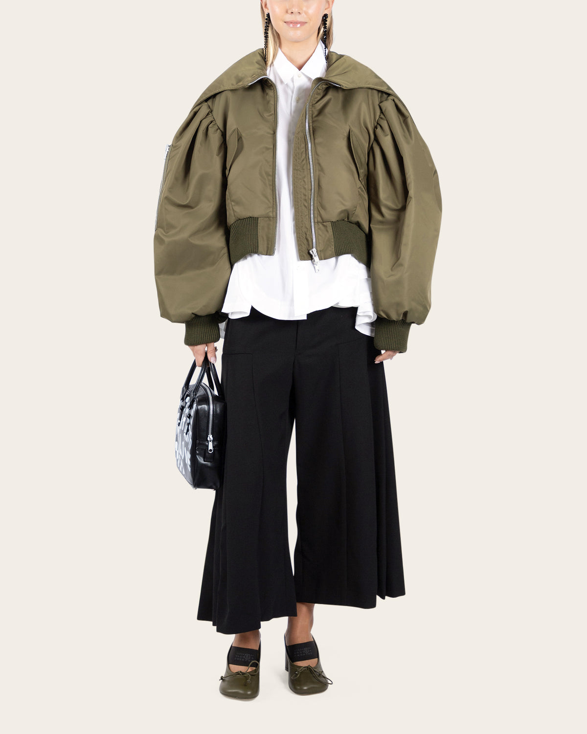 Cropped Split Hood Bomber Jacket