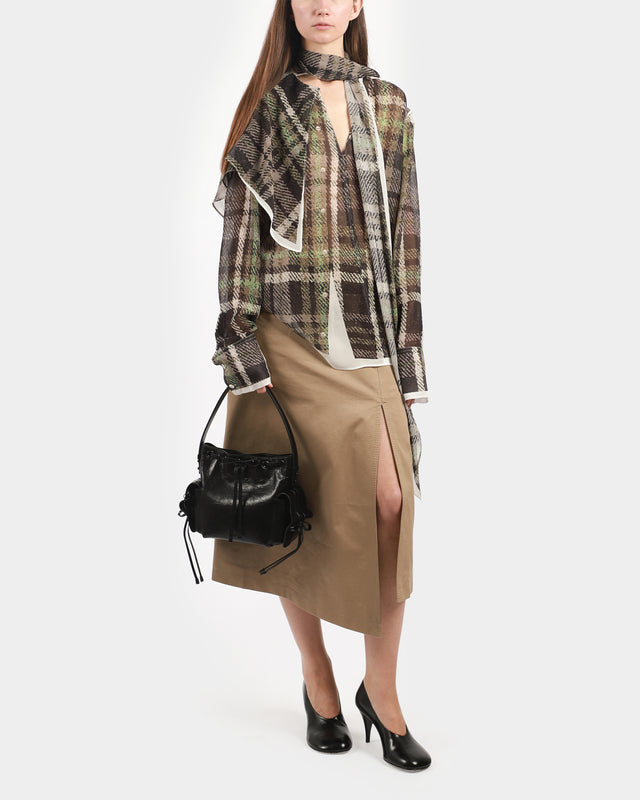 Belted Twill Skirt