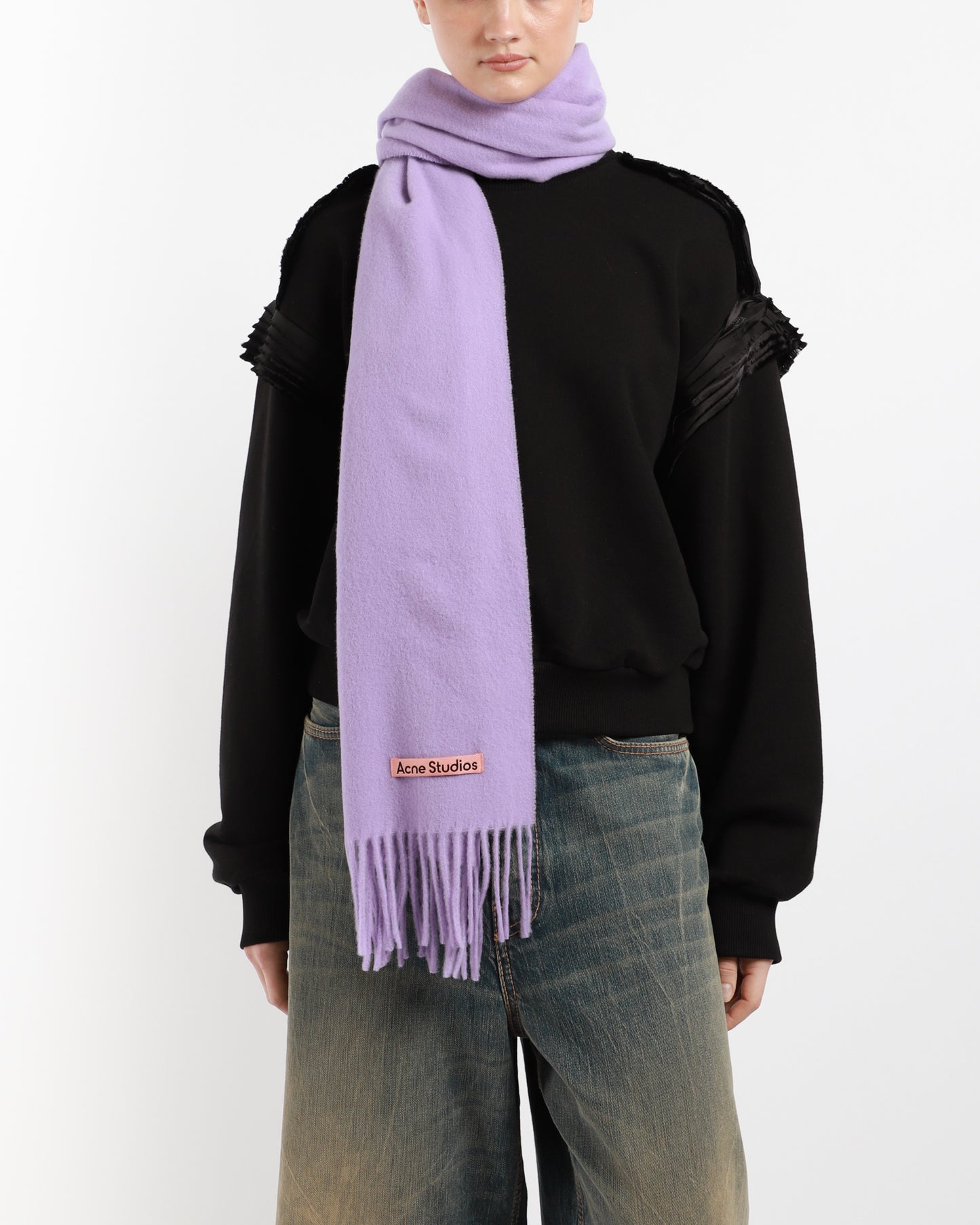 Fringe Wool Scarf Narrow