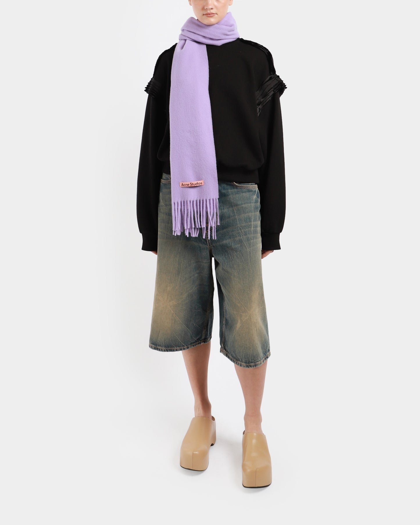 Fringe Wool Scarf Narrow