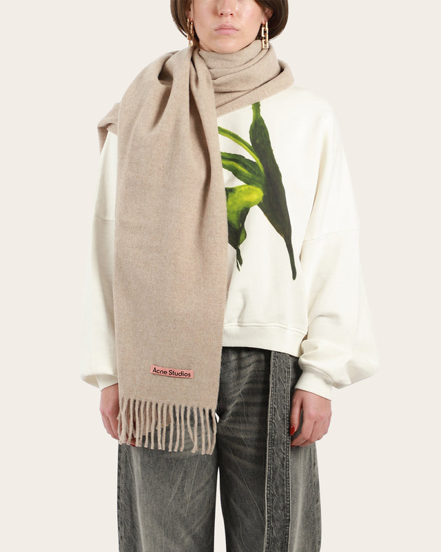 Fringed Wool Scarf Narrow