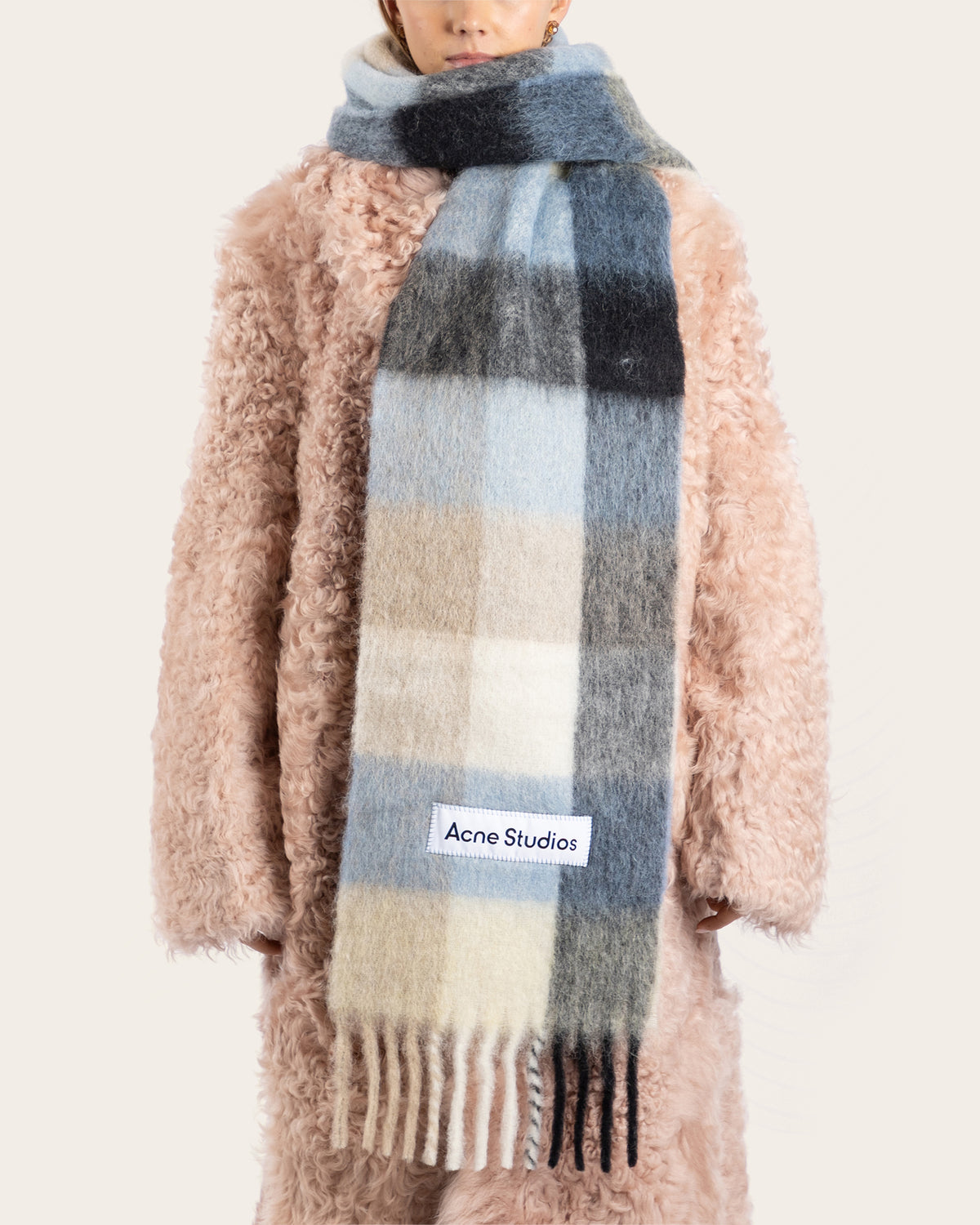 Mohair Check Scarf