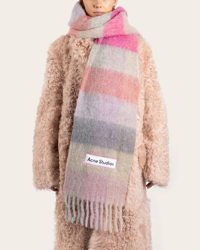 Mohair Check Scarf
