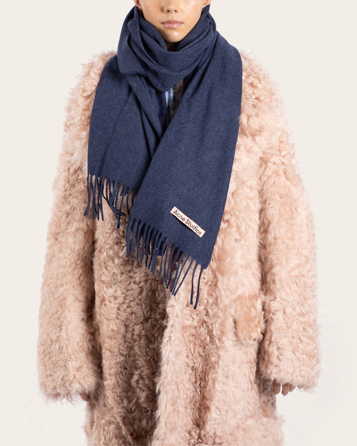Narrow Fringe Wool Scarf
