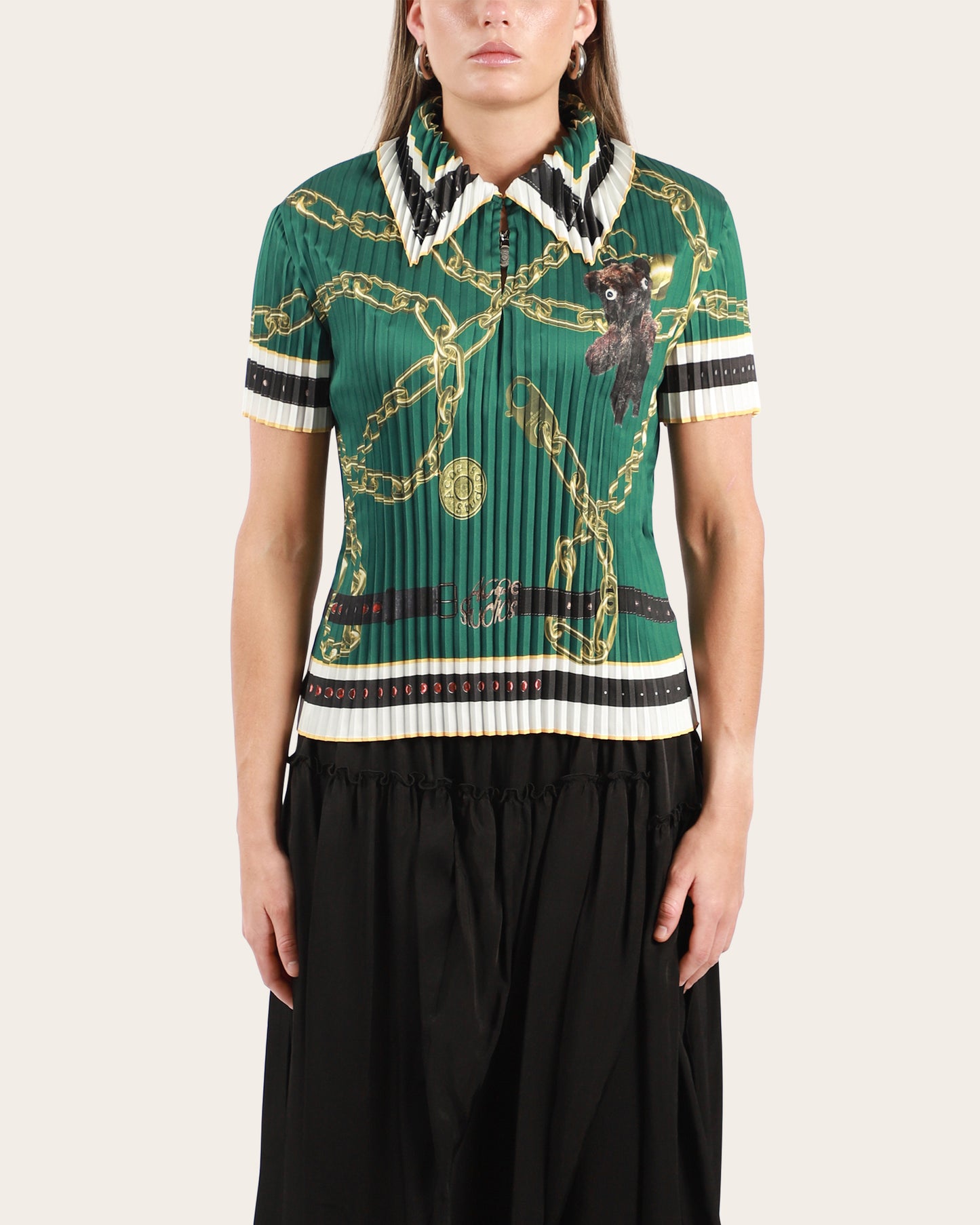 Pleated Printed Blouse