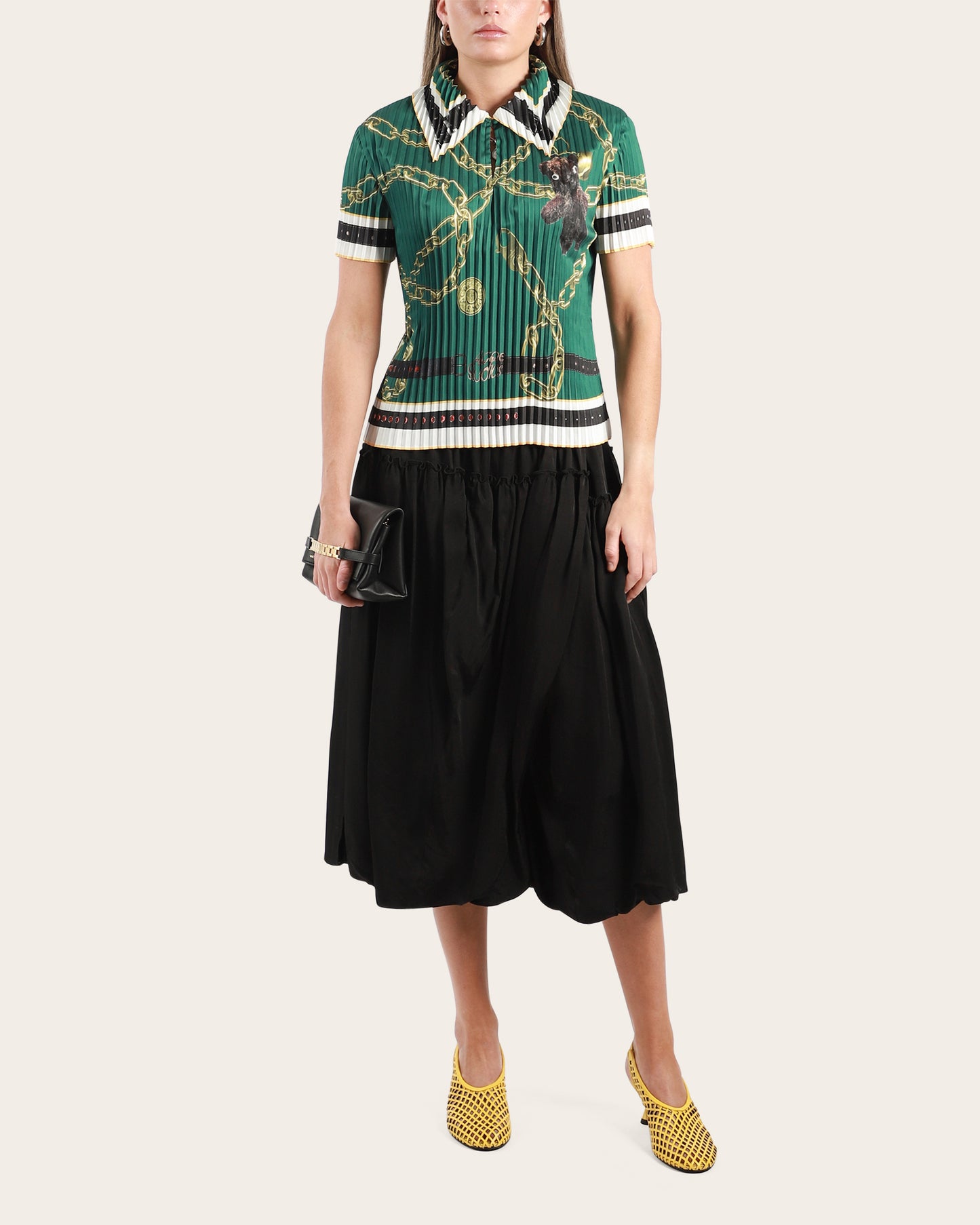 Pleated Printed Blouse