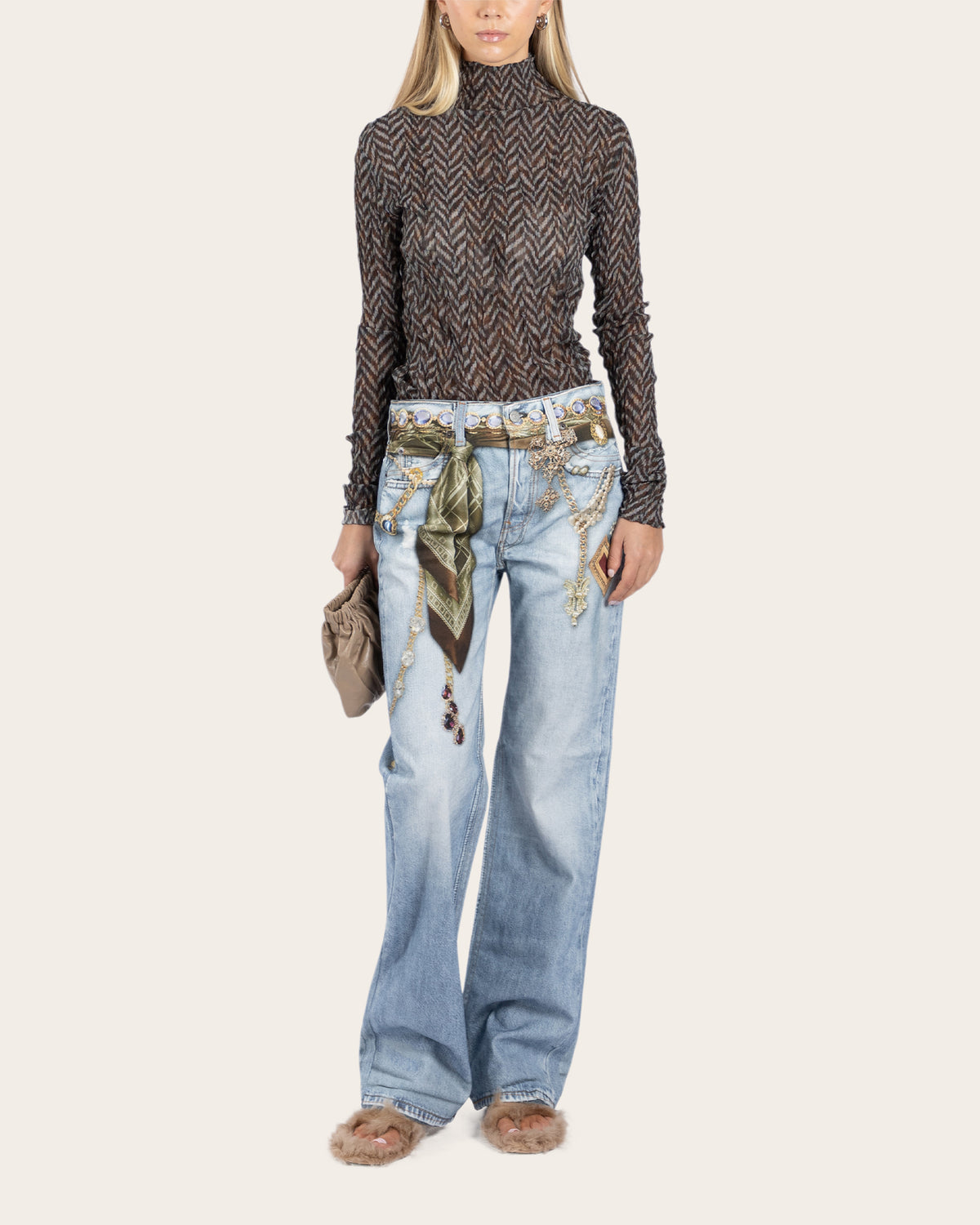Printed Cotton Canvas Jeans