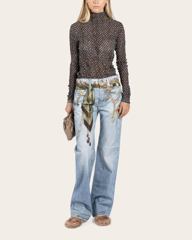 Printed Cotton Canvas Jeans
