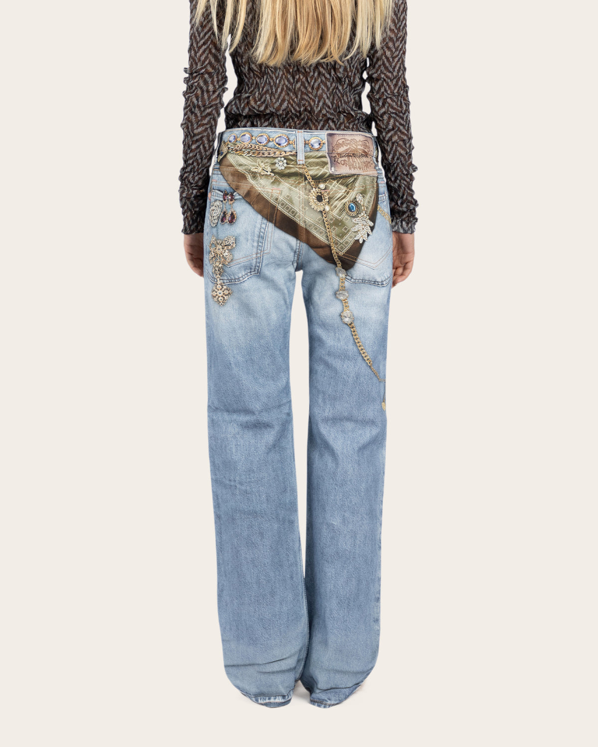 Printed Cotton Canvas Jeans