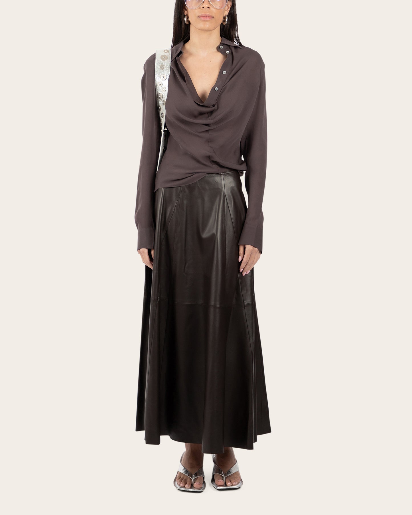 Silk Cowl Neck Blouse