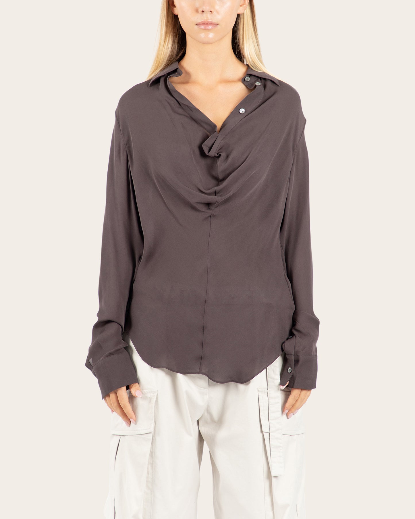 Silk Cowl Neck Blouse