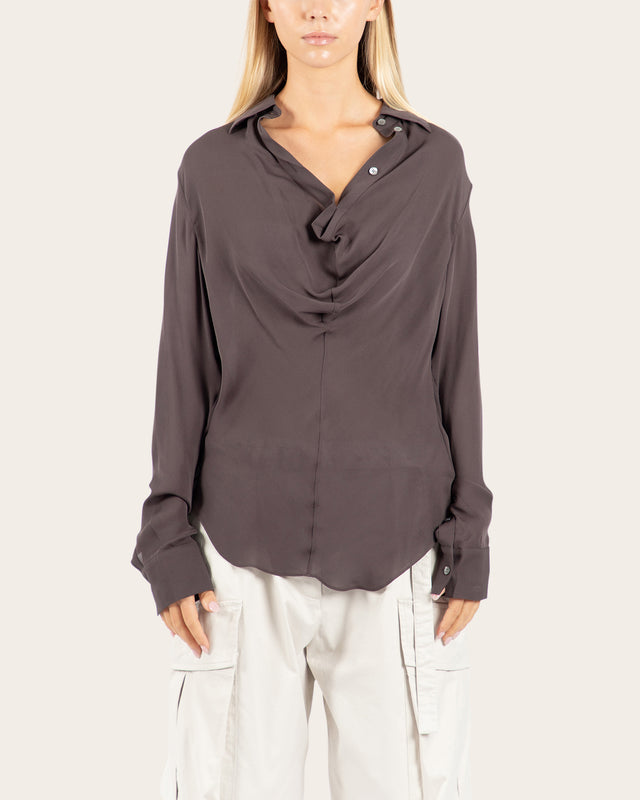 Silk Cowl Neck Blouse