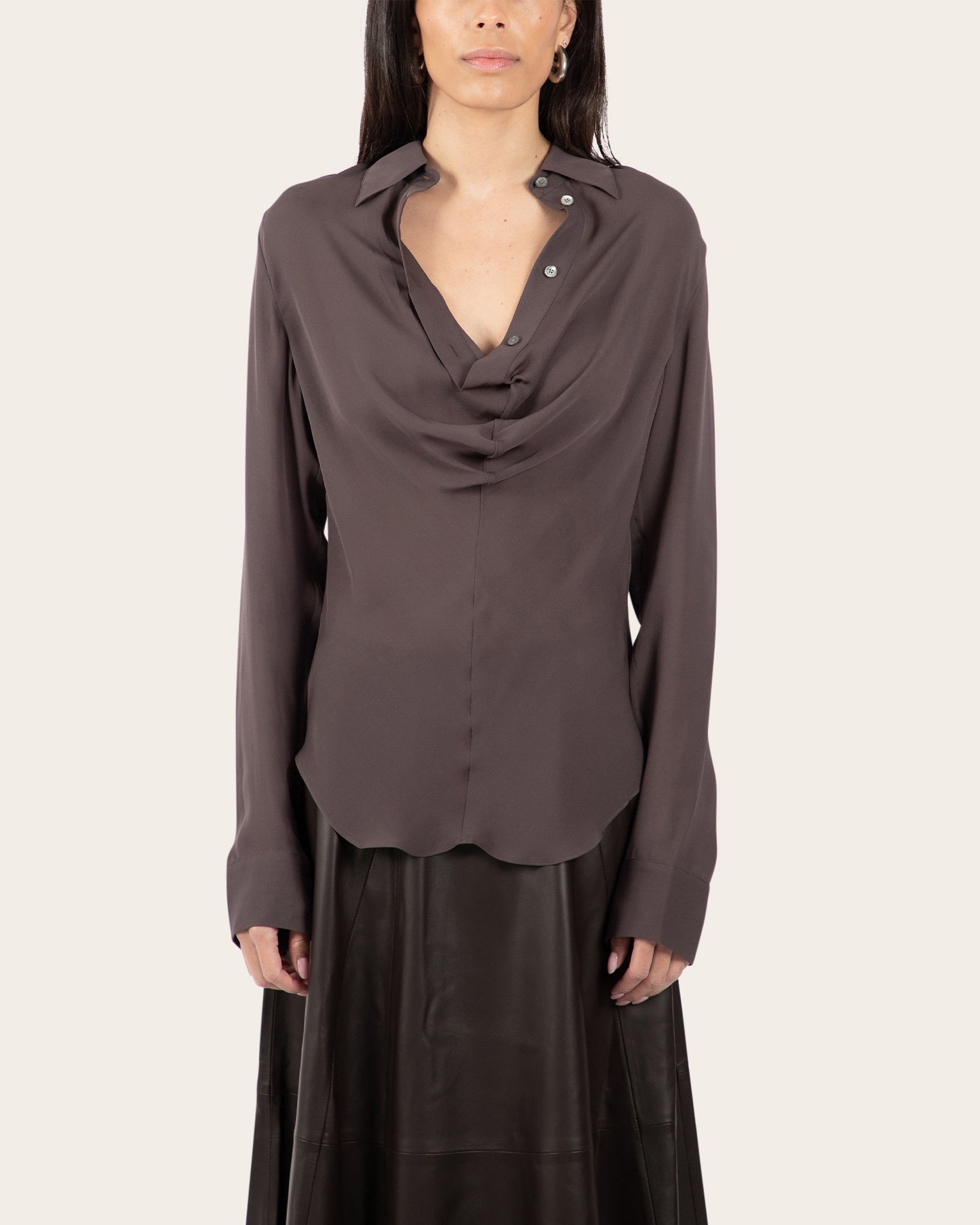 Silk Cowl Neck Blouse