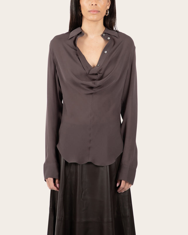 Silk Cowl Neck Blouse