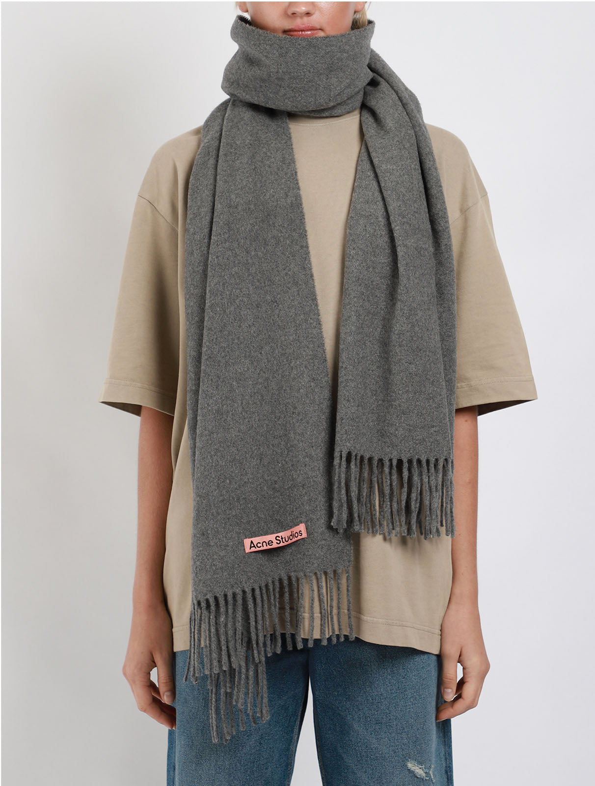 Cashmere Fringe Scarf Narrow