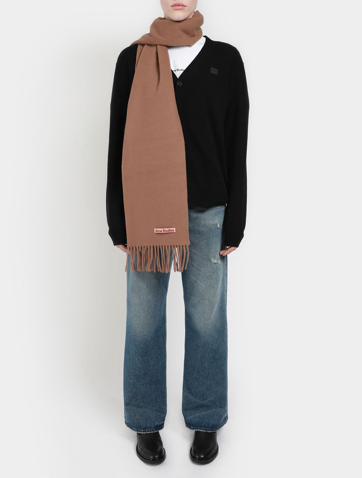 Fringe Wool Scarf Oversized