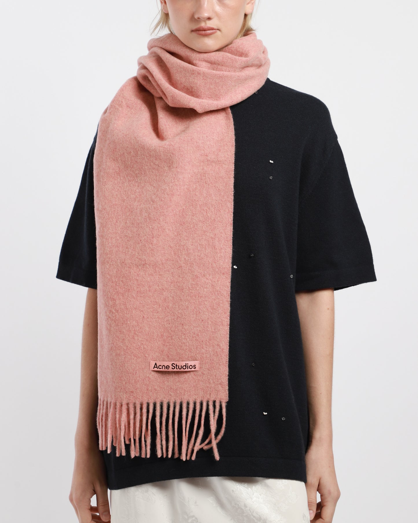 Fringe Wool Scarf Narrow