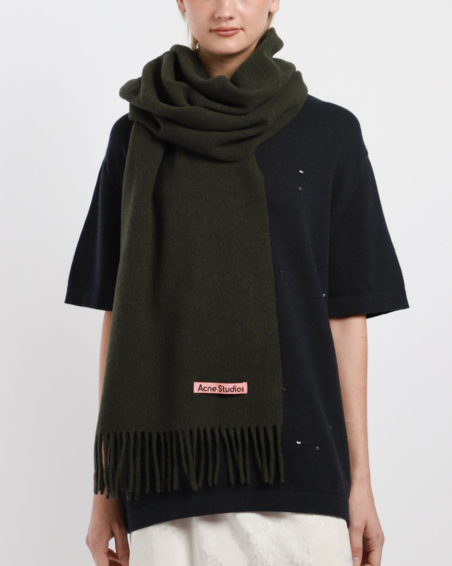 Fringe Wool Scarf Narrow