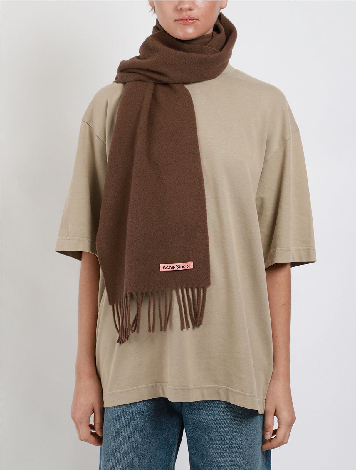 Fringe Wool Scarf  Skinny