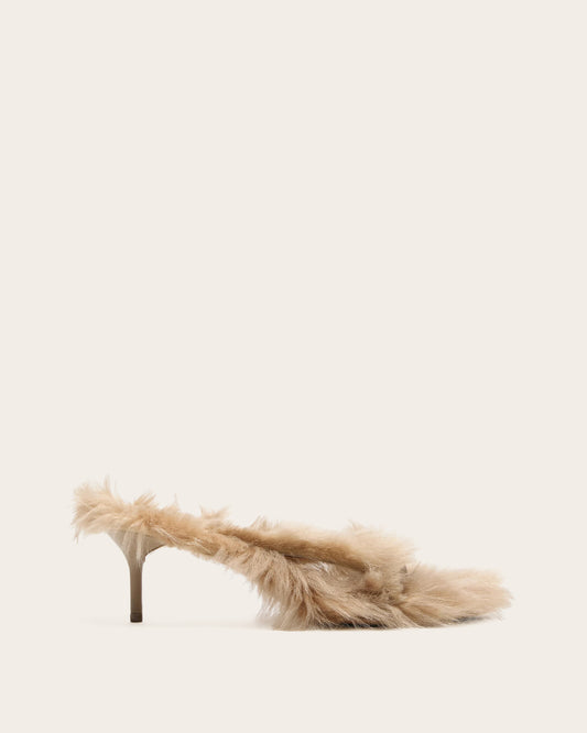 Furry Kitten Heel Sandals