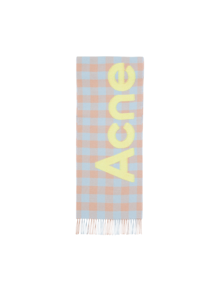 小物 acne studious JACQUARD LOGO SCARF Toronty wool-blend jacquard scarf in black - Acne Studios