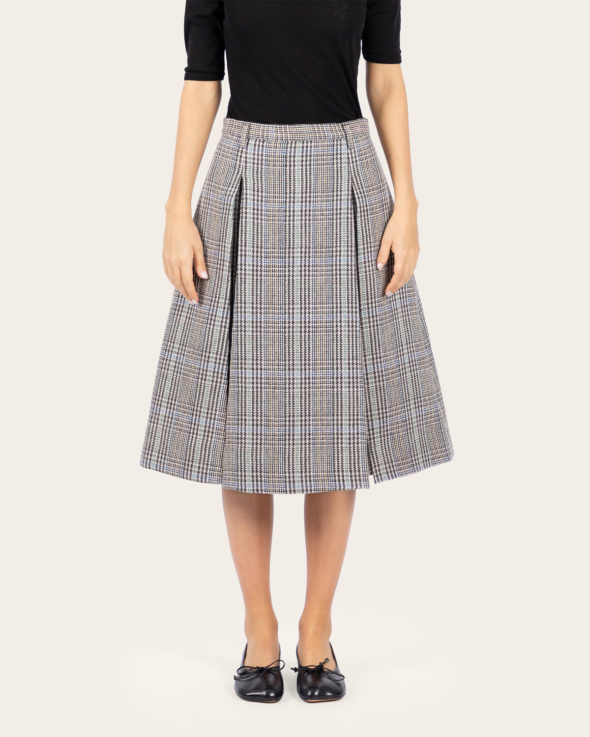Long Pleated Wool Skirt