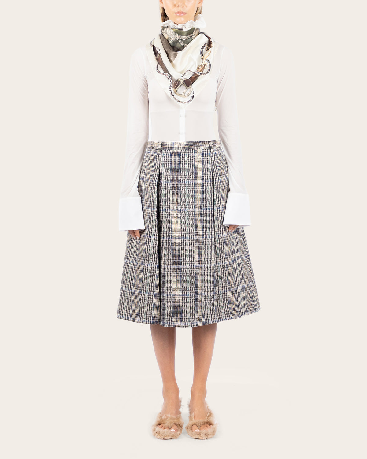 Long Pleated Wool Skirt