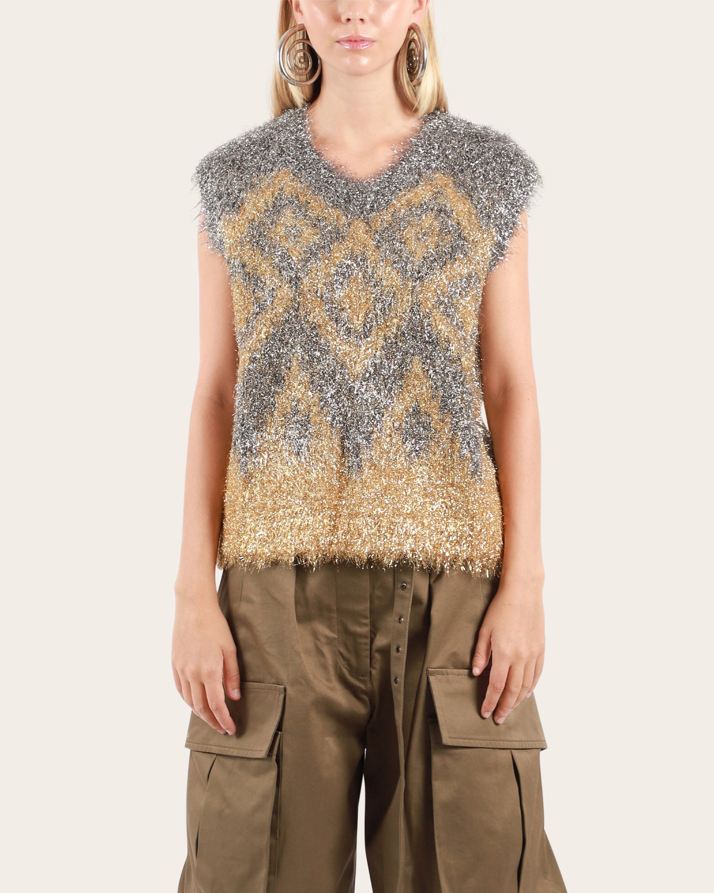 Metallic Knit Vest
