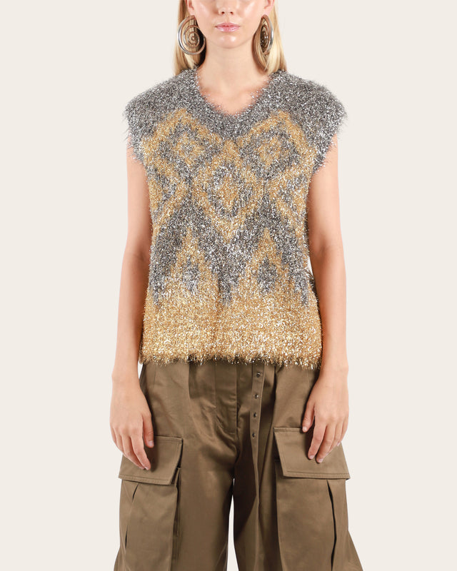 Metallic Knit Vest