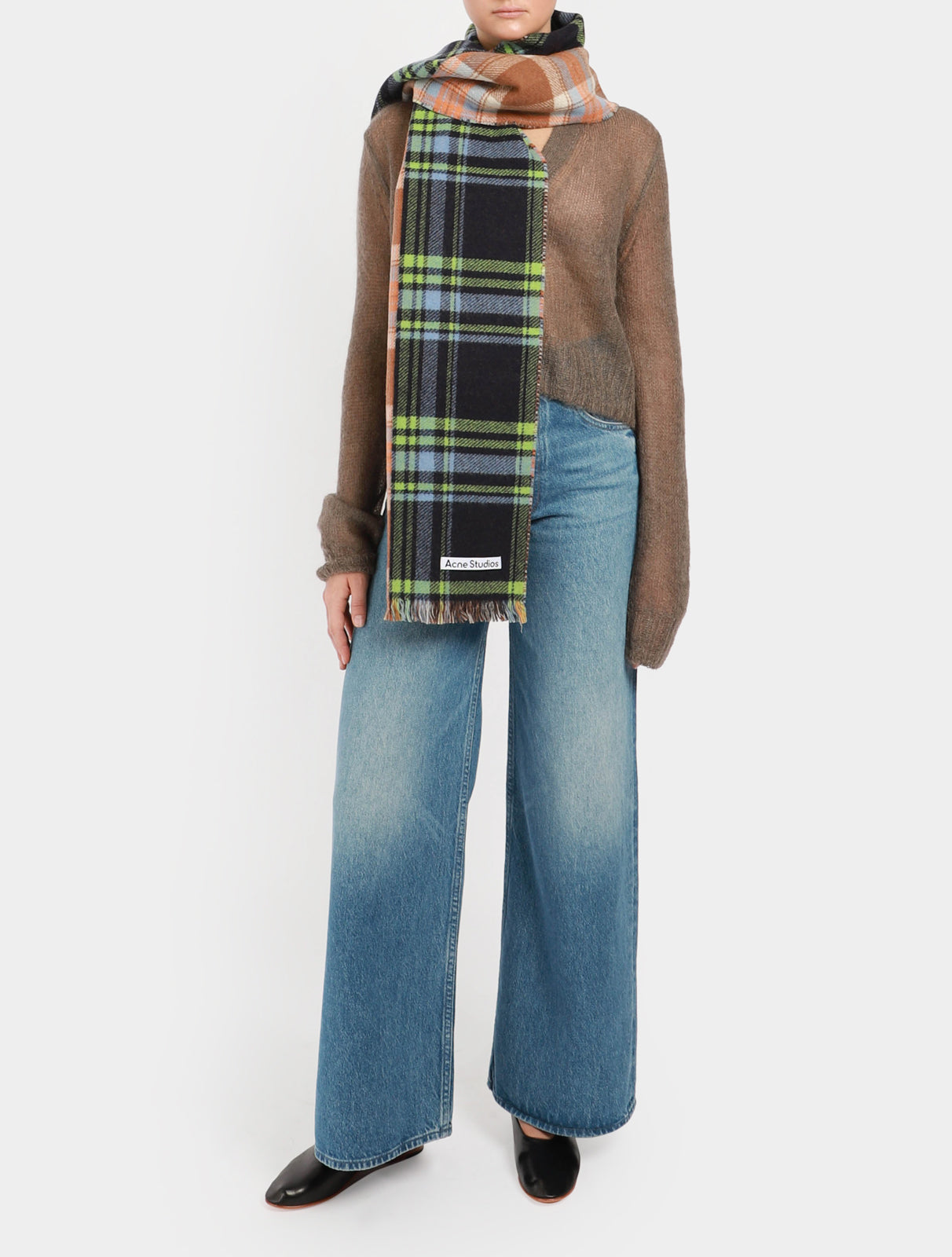 Shop Acne Studios Mixed Check Wool Scarf Online | Camargue Fashion