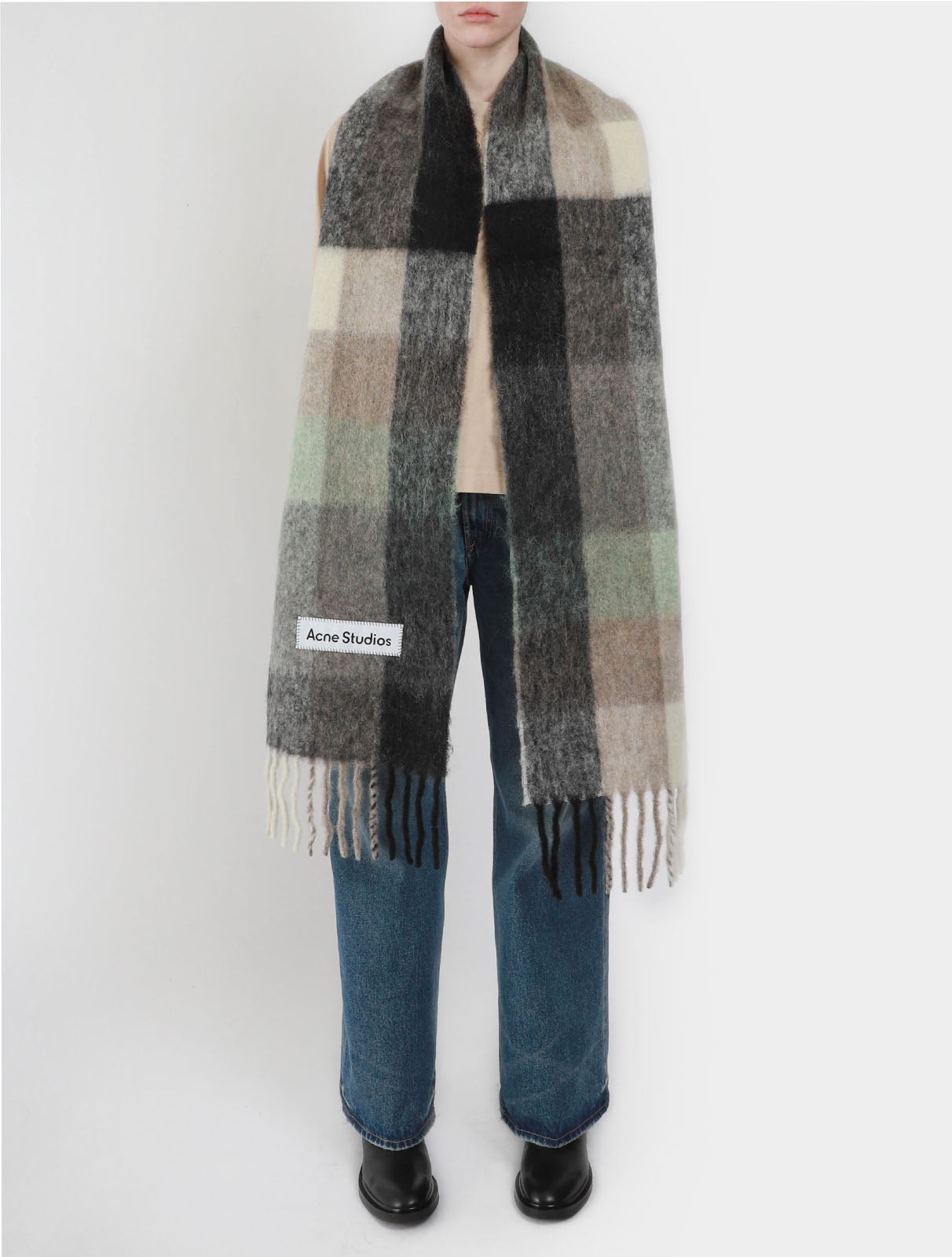 Mohair Checked Scarf