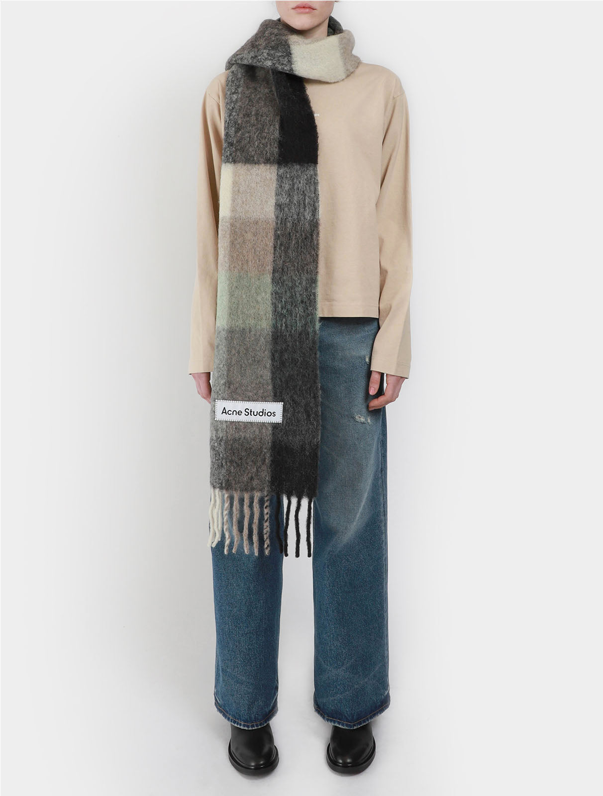 Mohair Checked Scarf