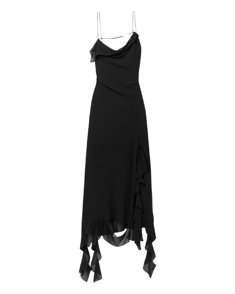 Ruffle Asymmetric Strap Dress
